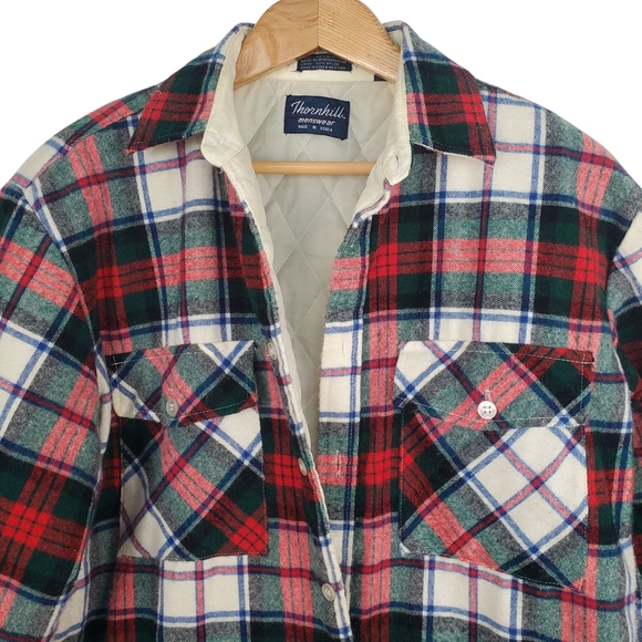 Vintage Thornhill Men's Red Plaid Shirt Jacket. Quilted Lining. 15-15 1/2. I0111 - Picture 2 of 11